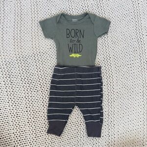 NWOT Gerber Newborn 100% Cotton Baby Outfit Olive Green